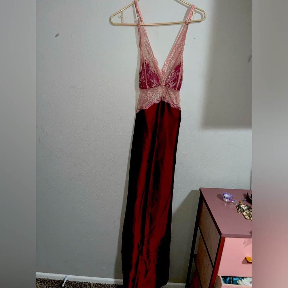 Fredrick’s of Hollywood elegant long silk and lace nightgown.